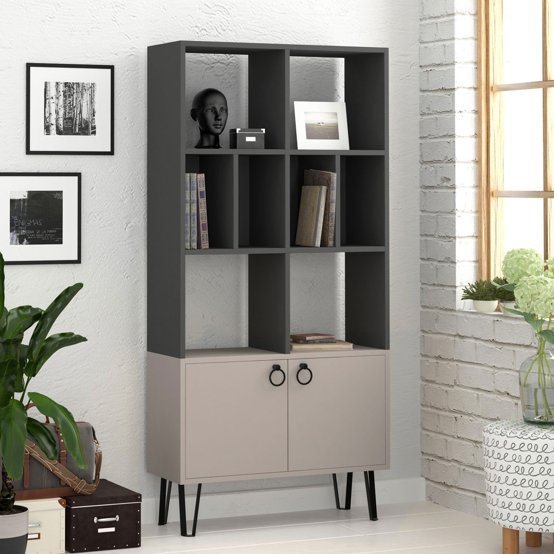 Etajeră ML Bene Anthracite Light Mocha