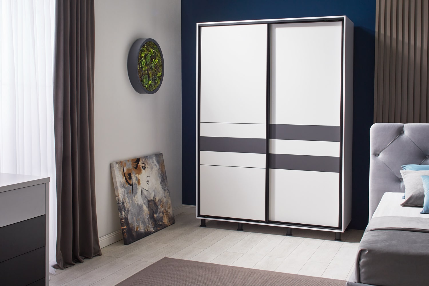 Dulap cupe Ambianța Cristal Grafit 2.0 m