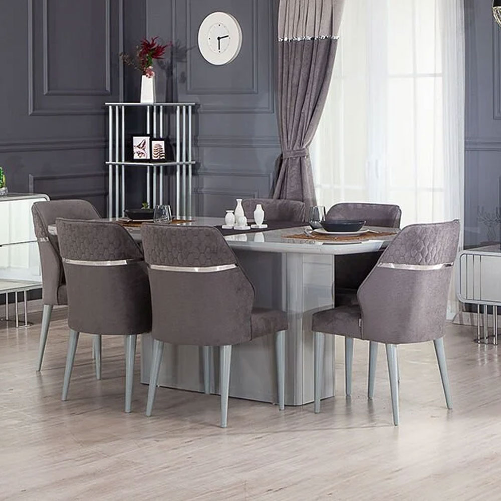 Set de masă Modalife Veryon Dark Grey (6 scaune)